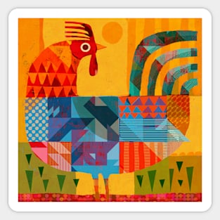 Patchwork Rooster! Sticker